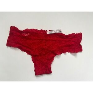 Victorias Secret Red Floral Lace Cheeky Panties Size Large Low Rise Scalloped